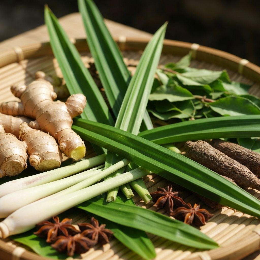 Collection of native Indonesian herbs and botanical ingredients